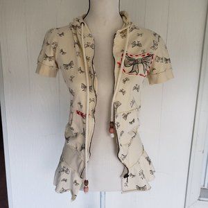 Blue Brand Short Sleeve Bow Hoodie Size M